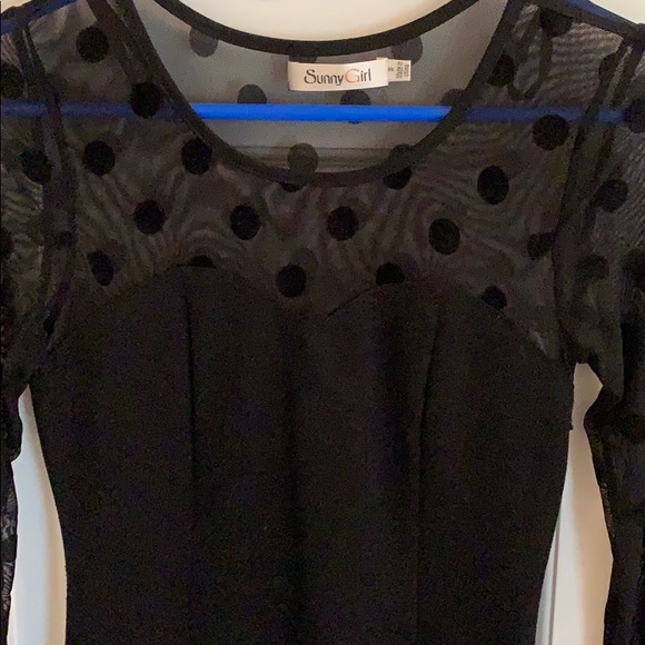 Elegant, sheer-sleeved/neckline LBD. - Picture 3 of 3